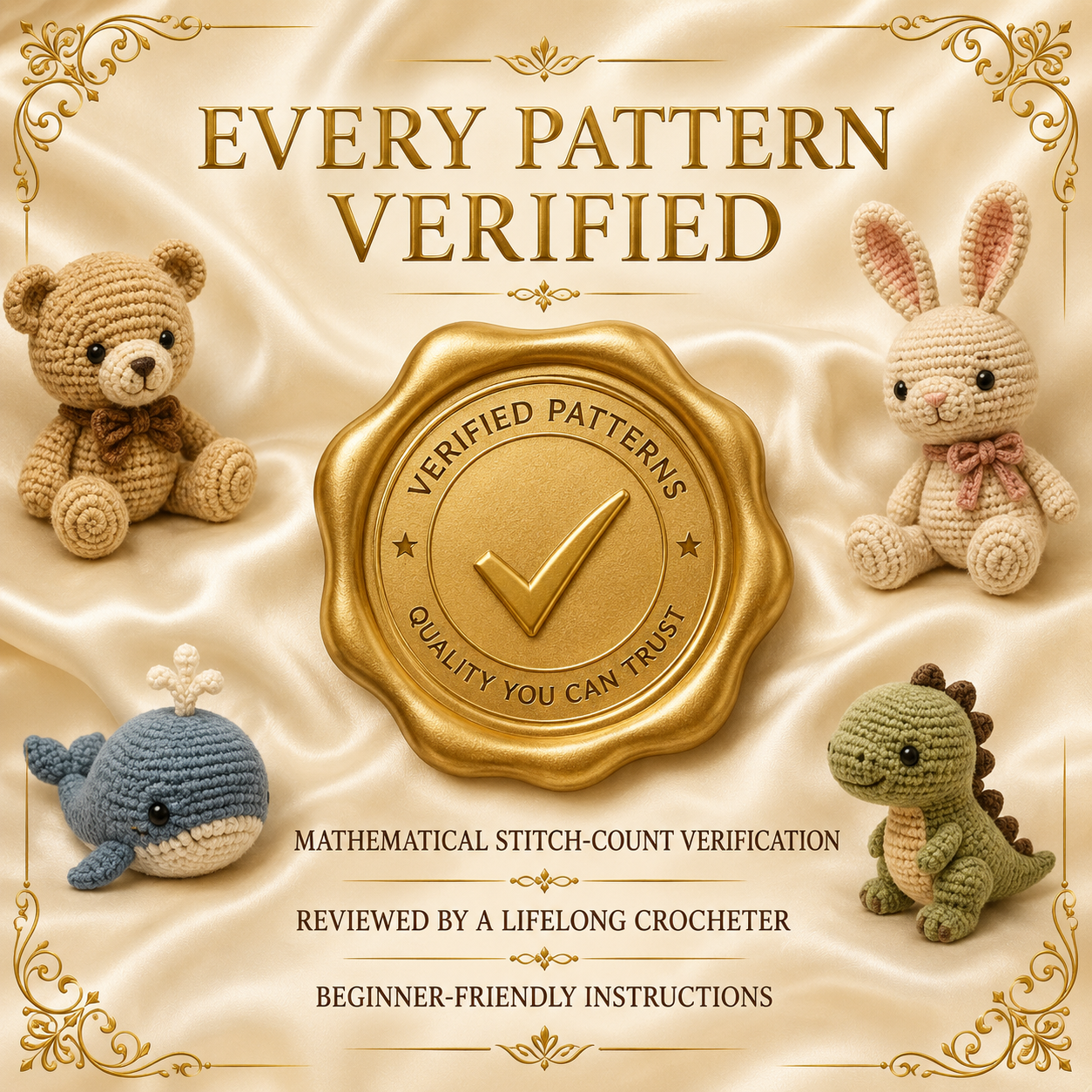 Every pattern verified — stitch-count verification seal