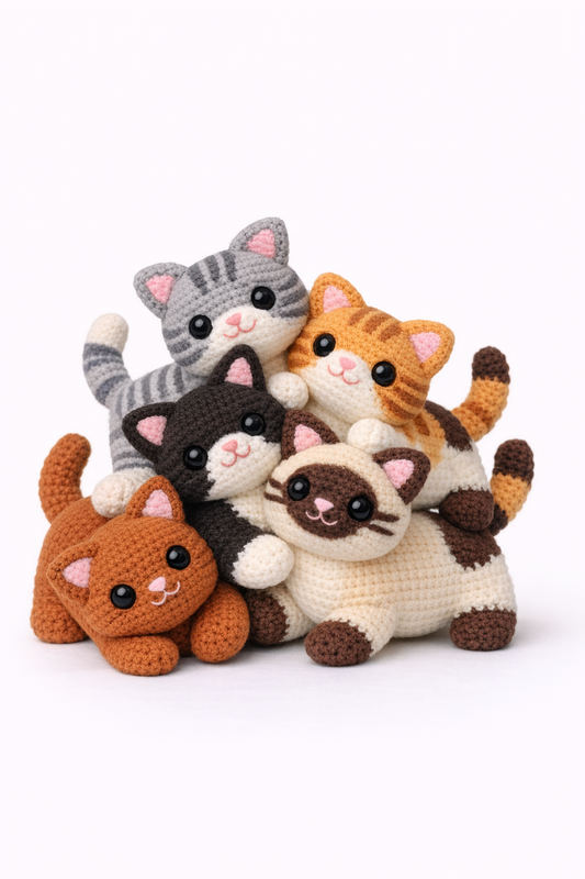 6 Cat Amigurumi Crochet Patterns — Instant PDF Bundle