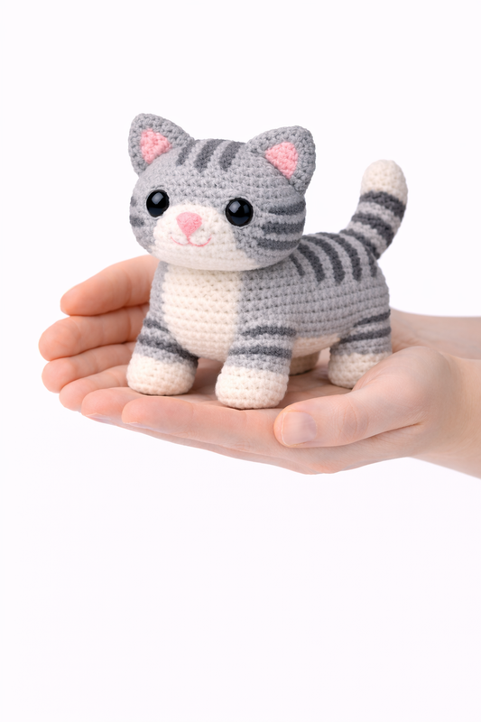 Easy Amigurumi Grey Tabby Crochet Pattern - Beginner Friendly  (PDF Download)
