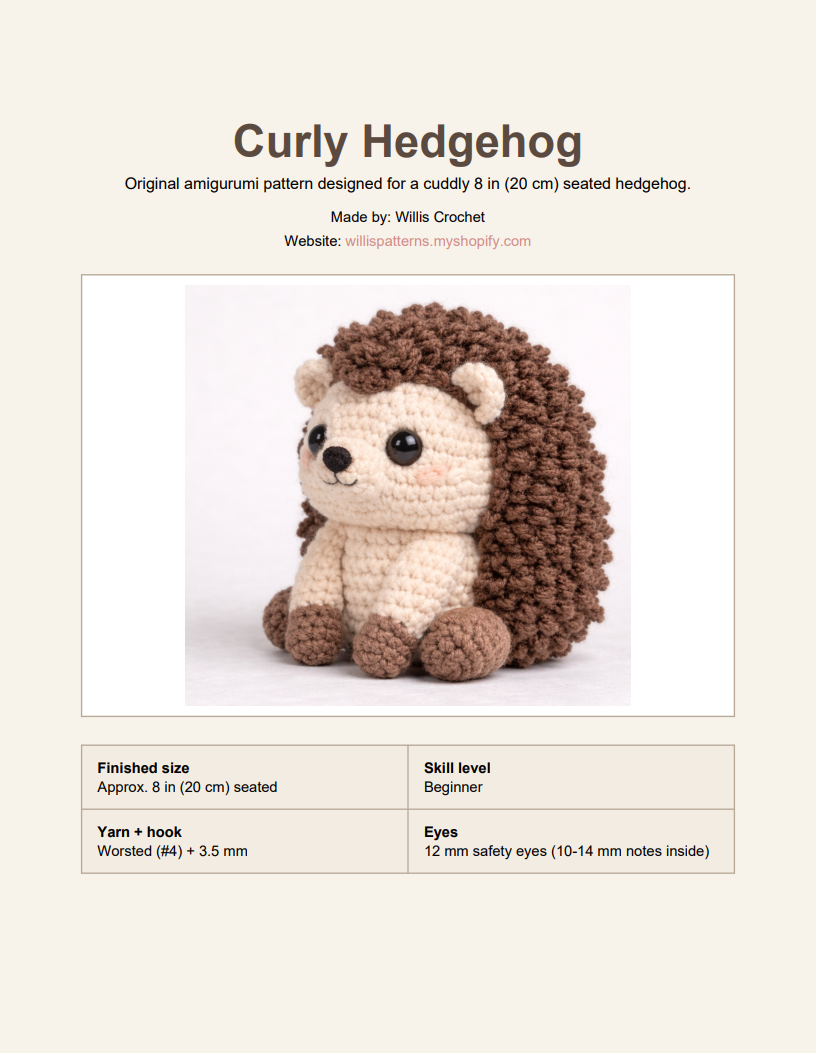 Easy Amigurumi Hedgehog Crochet Pattern - Beginner Friendly  (PDF Download)