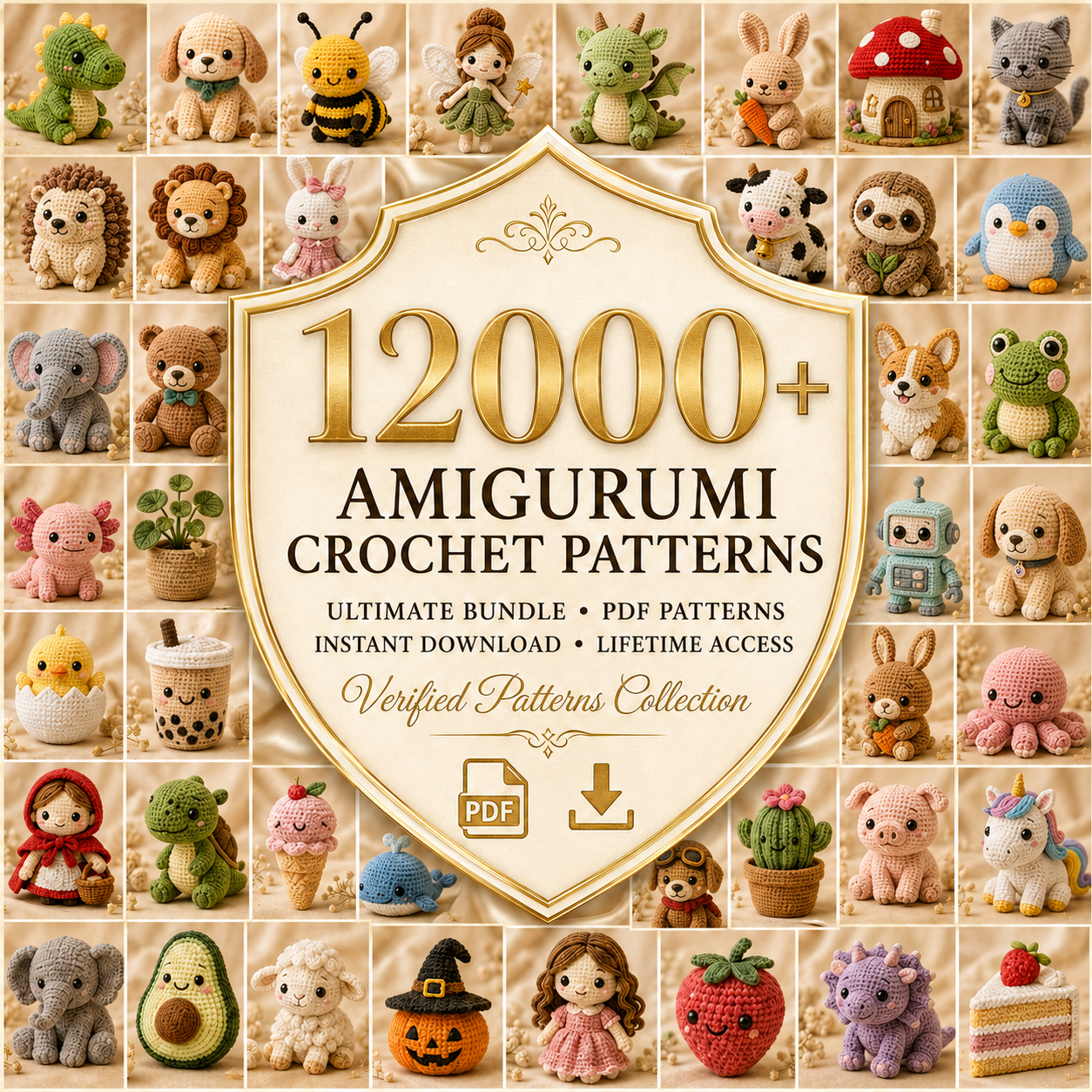 12,000+ amigurumi crochet patterns mega library — cover