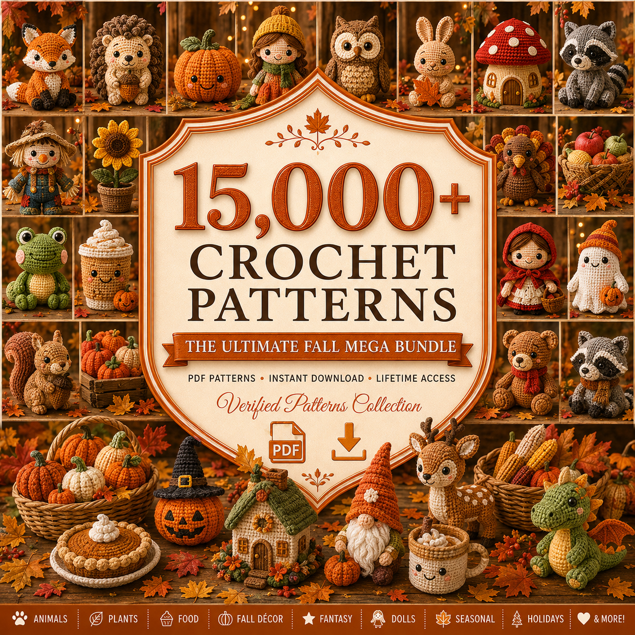 15,000+ crochet patterns - The Ultimate Fall Mega Bundle, instant PDF download